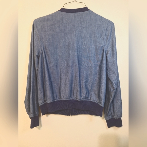 Tommy Hilfiger Girls XL reversible chambray denim navy floral bomber jacket - Picture 5 of 12